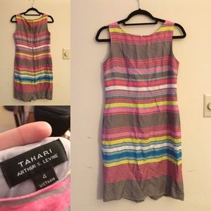 Tahari striped linen dress